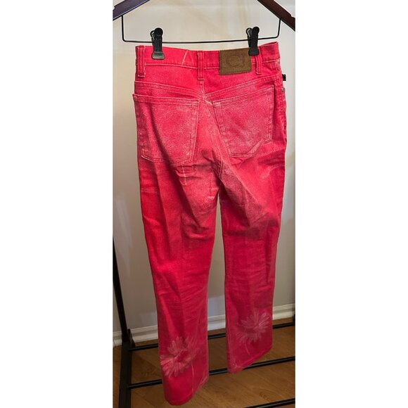 Vintage Roberto Cavalli Jeans Pink Flower Mid Rise Straight Leg Sz 26 - Picture 2 of 4